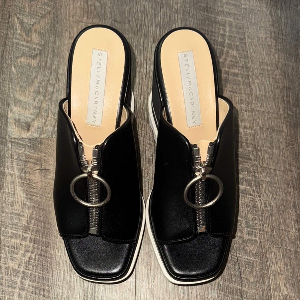 Stella McCartney Black Mules with Metallic Detail